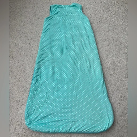 Posh Peanut Teal Polka Dot Ruffled Zippered Sleep Sack BROKEN ZIPPER - Picture 5 of 10